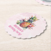 Aloha Ananas Zomer Verjaardagsfeest Kartonnen Onderzetters (Gekanteld)