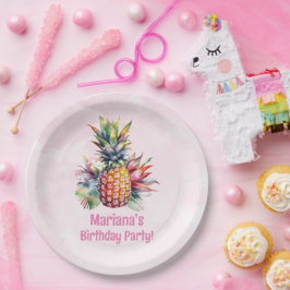 Aloha Ananas Zomer Verjaardagsfeest Papieren Bordje