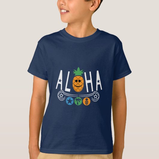 Aloha-ananasontwerp - Kinderen Basic T-Shirt (Voorkant)