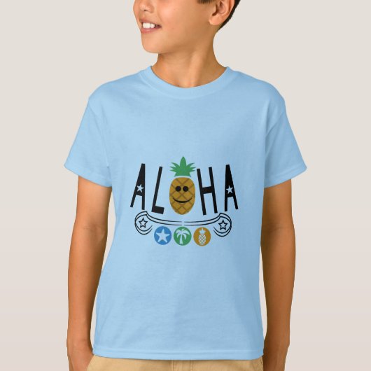 Aloha-ananasontwerp - Kinderen Basic T-Shirt (Voorkant)