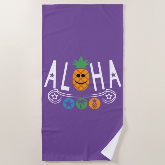 Aloha-ananassieontwerp — Beach Towel Strandlaken (Voorkant)