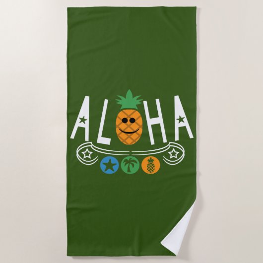 Aloha-ananassieontwerp — Beach Towel Strandlaken (Voorkant)