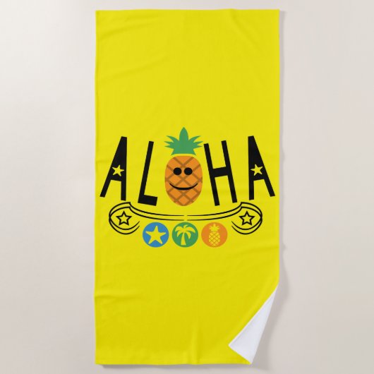 Aloha-ananassieontwerp — Beach Towel Strandlaken (Voorkant)