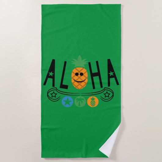 Aloha-ananassieontwerp — Beach Towel Strandlaken (Voorkant)