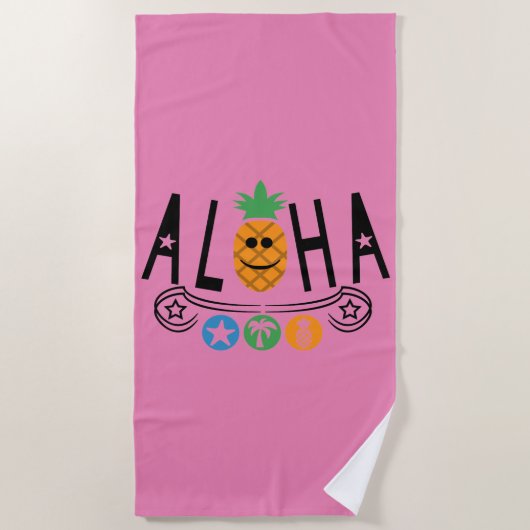 Aloha-ananassieontwerp — Beach Towel Strandlaken (Voorkant)