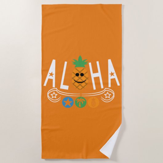 Aloha-ananassieontwerp — Beach Towel Strandlaken (Voorkant)
