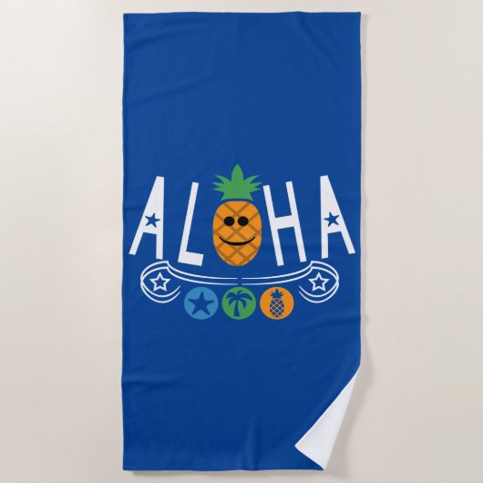 Aloha-ananassieontwerp — Beach Towel Strandlaken (Voorkant)