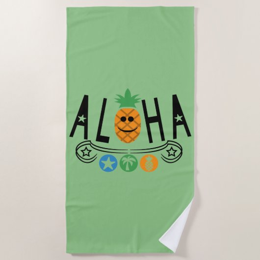 Aloha-ananassieontwerp — Beach Towel Strandlaken (Voorkant)