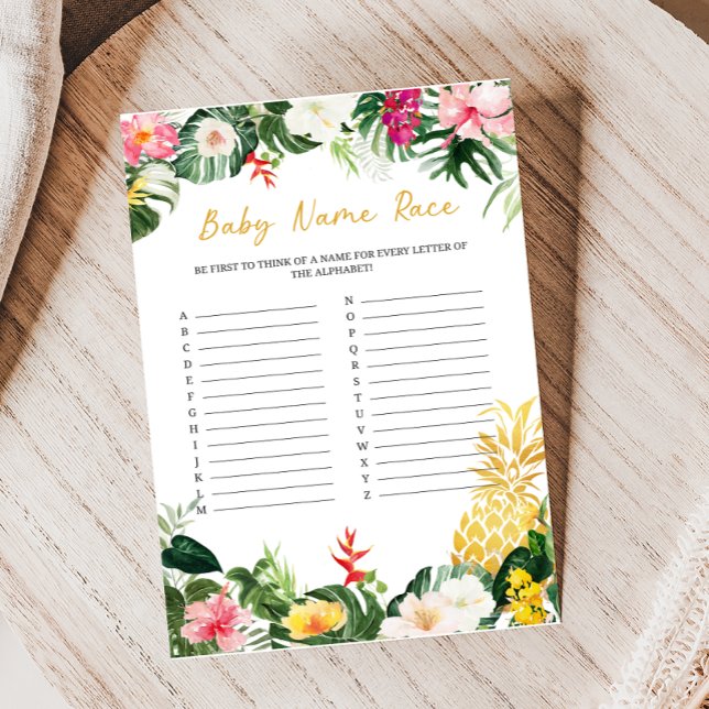 Aloha Baby Ananas Baby Shower Naam Raadspel (Aloha Baby Shower Game)