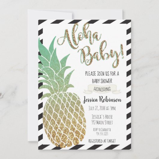 Aloha Baby! ananas Baby shower uitnodiging (Voorkant)
