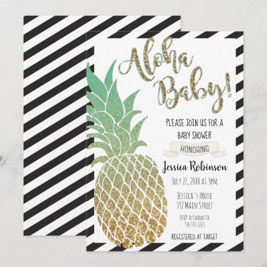 Aloha Baby! ananas Baby shower uitnodiging (Voorkant / Achterkant)