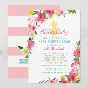 Aloha Baby Ananas Luau Meisje Baby Shower Kaart