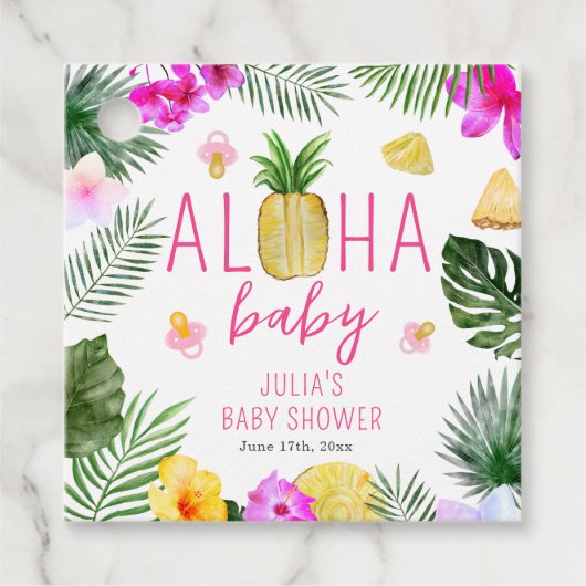 Aloha Baby Ananas & Pacifiers Baby shower Luau Bedankjes Labels (Voorkant)