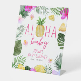 Aloha Baby Ananas & Pacifiers Baby shower Luau Reclamebord Met Voetstuk