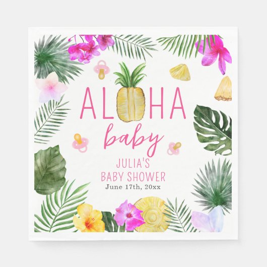 Aloha Baby Ananas & Pacifiers Baby shower Luau Servet (Voorkant)