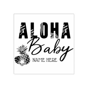 Aloha Baby Ananas Tropische Bloemen Nieuwe Baby Rubberstempel