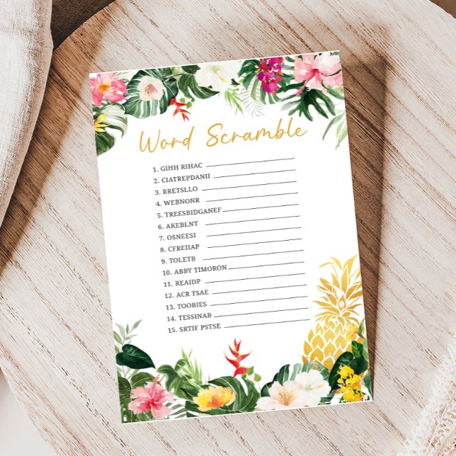 Aloha Baby Ananas Woordzoekspel (Aloha Baby Shower Game )