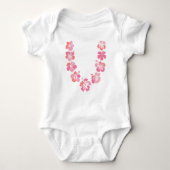 Aloha Baby Bodysuit: Coral Hibiscus Lei Romper (Voorkant)