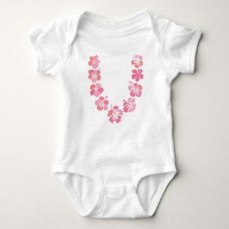 Aloha Baby Bodysuit: Coral Hibiscus Lei Romper