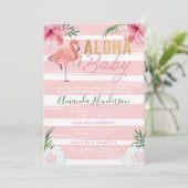 Aloha Baby Flamingo Baby shower Invitation Kaart (Staand voorkant)