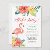 Aloha Baby Flamingo Baby shower Kaart (Voorkant)