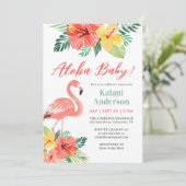 Aloha Baby Flamingo Baby shower Kaart (Staand voorkant)