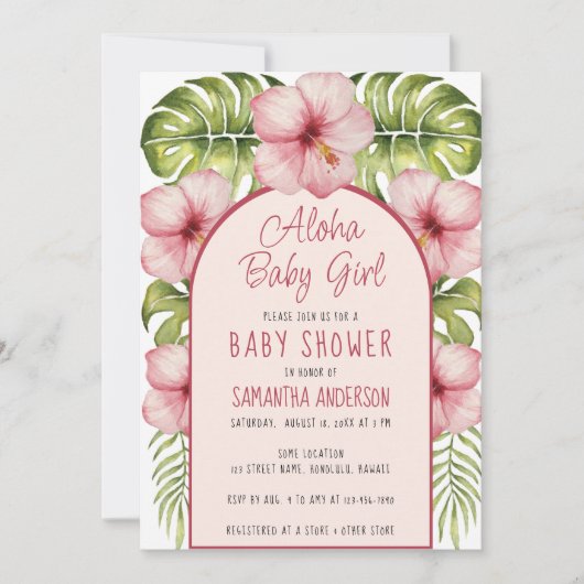 Aloha Baby Meisje Tropische Douche Bloemen Waterve Kaart (Voorkant)