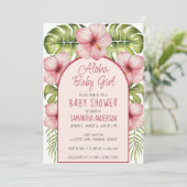Aloha Baby Meisje Tropische Douche Bloemen Waterve Kaart (Staand voorkant)