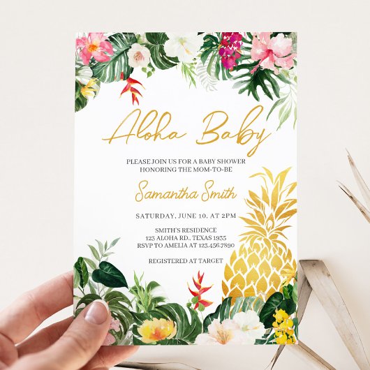 Aloha Baby Pineapple Baby Shower Kaart