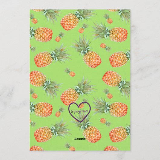 Aloha Baby, Pineapples & Pacifiers Baby Shower Kaart (Achterkant)