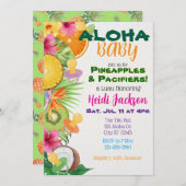 Aloha Baby, Pineapples & Pacifiers Baby Shower Kaart (Voorkant / Achterkant)