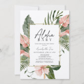 Aloha Baby Pink Tropical Floral Baby shower Kaart (Voorkant)