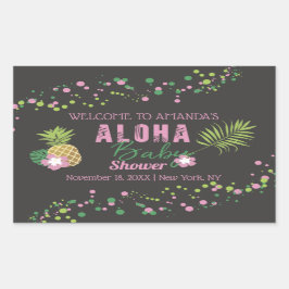 Aloha Baby Roze Ananas Tropisch Baby shower Rechthoekige Sticker