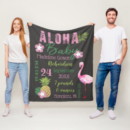 Aloha Baby Roze en Groene Tropische Stat van de Ba Fleece Deken