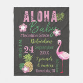Aloha Baby Roze en Groene Tropische Stat van de Ba Fleece Deken (Voorkant)