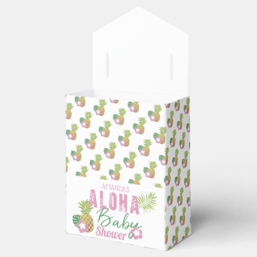 Aloha Baby Roze & Groen Tropisch Meisje Baby showe Bedankdoosjes (Geopend)