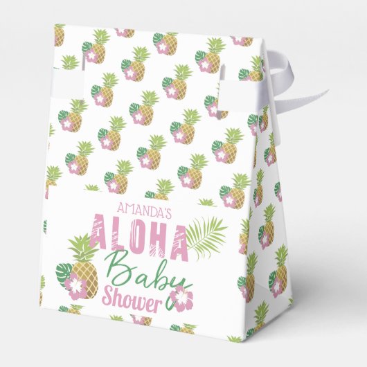 Aloha Baby Roze & Groen Tropisch Meisje Baby showe Bedankdoosjes (Achterkant)