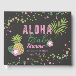 Aloha Baby Roze & Groen Tropisch Meisje Baby showe Gastenboek