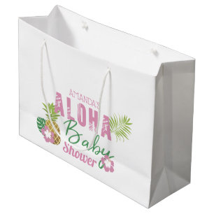 Aloha Baby Roze & Groen Tropisch Meisje Baby showe Groot Cadeauzakje