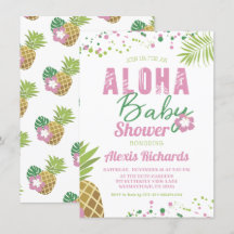 Aloha Baby Roze & Groen Tropisch Meisje Baby showe