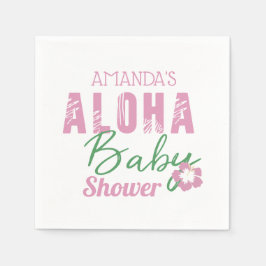 Aloha Baby Roze & Groen Tropisch Meisje Baby showe Servet