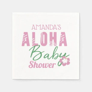 Aloha Baby Roze & Groen Tropisch Meisje Baby showe Servet