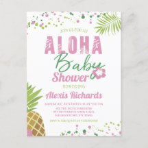Aloha Baby Roze & Groen Tropisch Meisje Baby showe