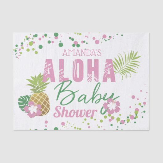 Aloha Baby Roze & Groene Ananas Baby shower Tissuepapier