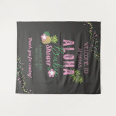 Aloha Baby Roze & Groene Meisje Baby Shower Welkom Wandkleed (Voorkant (horizontaal))