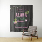Aloha Baby Roze & Groene Meisje Baby Shower Welkom Wandkleed (In situ)
