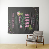 Aloha Baby Roze & Groene Meisje Baby Shower Welkom Wandkleed (In Situ (horizontaal))