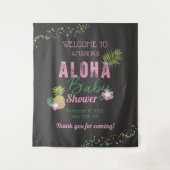 Aloha Baby Roze & Groene Meisje Baby Shower Welkom Wandkleed (Voorkant)