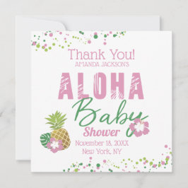 Aloha Baby roze groene tropische ananas dank u Bedankkaart