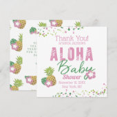 Aloha Baby roze groene tropische ananas dank u Bedankkaart (Voorkant / Achterkant)